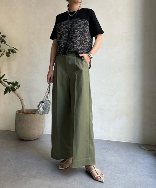 DouDou(ドゥドゥ)の「【WEB限定】ツイードビスチェ風TEE(Tシャツ/カットソー・レディース・ブラック/オフホワイト・FREE)」の3枚目の写真