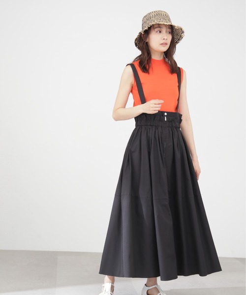 N.（N. Natural Beauty Basic）（エヌエヌナチュラルビューティーベーシック）の「◆サス付ギャザースカート（ワンピース・レディース・ブラック/ベージュ・MEDIUM）」の9枚目の写真