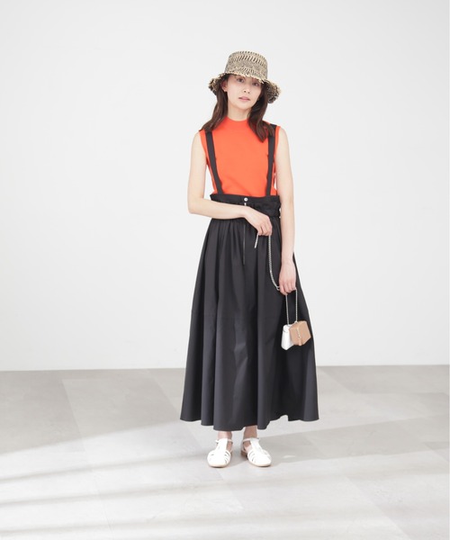 N.（N. Natural Beauty Basic）（エヌエヌナチュラルビューティーベーシック）の「◆サス付ギャザースカート（ワンピース・レディース・ブラック/ベージュ・MEDIUM）」の6枚目の写真