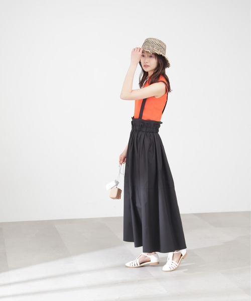 N.（N. Natural Beauty Basic）（エヌエヌナチュラルビューティーベーシック）の「◆サス付ギャザースカート（ワンピース・レディース・ブラック/ベージュ・MEDIUM）」の12枚目の写真