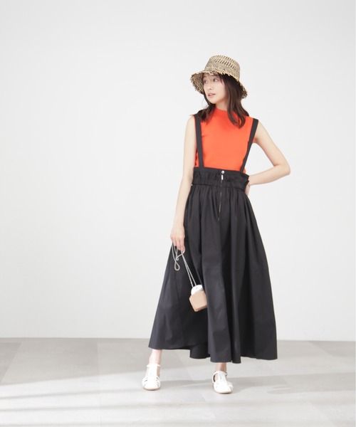 N.（N. Natural Beauty Basic）（エヌエヌナチュラルビューティーベーシック）の「◆サス付ギャザースカート（ワンピース・レディース・ブラック/ベージュ・MEDIUM）」の3枚目の写真