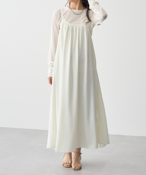 for/c（フォーシー）の「ボリュームフレアギャザーキャミワンピース【サスティナブル】（ワンピース・レディース・ホワイト/ブラック/モカ・S/L/LL/M）」の21枚目の写真