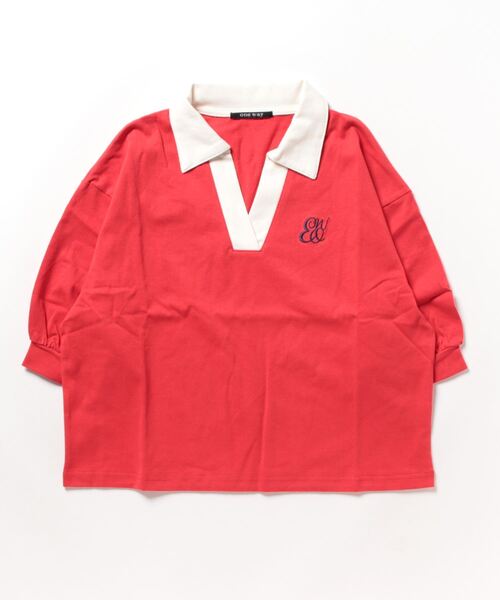 one way(ワンウェイ)の「ポロ襟トップス(Tシャツ/カットソー・レディース・グレー/ホワイト/レッド/ブラック・FREE)」の1枚目の写真