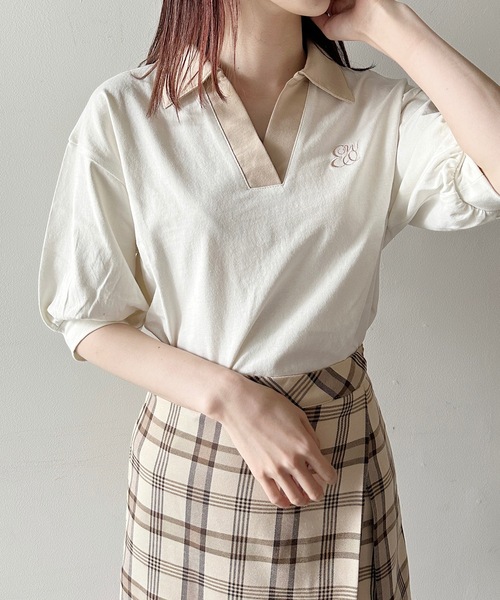 one way(ワンウェイ)の「ポロ襟トップス(Tシャツ/カットソー・レディース・グレー/ホワイト/レッド/ブラック・FREE)」の7枚目の写真