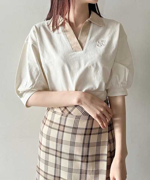 one way(ワンウェイ)の「ポロ襟トップス(Tシャツ/カットソー・レディース・グレー/ホワイト/レッド/ブラック・FREE)」の6枚目の写真