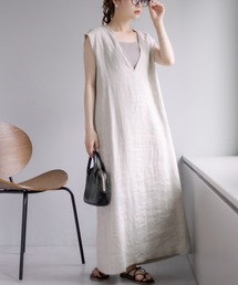 PUAL CE CIN | 麻キャンバスキーネックワンピース(ワンピース)