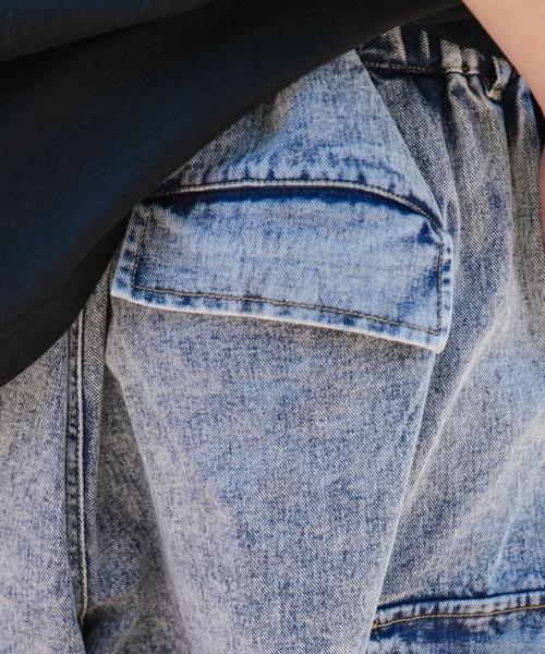 WEGO(ウィゴー)の「WEGO/デニムカーゴパンツ(カーゴパンツ・メンズ・スカイブルー/ブラック・MEDIUM/LARGE)」の10枚目の写真