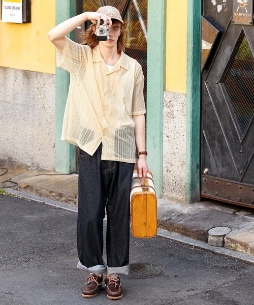 EMMA CLOTHES（エマクローズ）の「オーバーサイズオープンカラーレースS/Sシャツ EMMA CLOTHES 2023SS（シャツ/ブラウス・メンズ・ブラック/アイボリー/チャコール・M/L）」の8枚目の写真