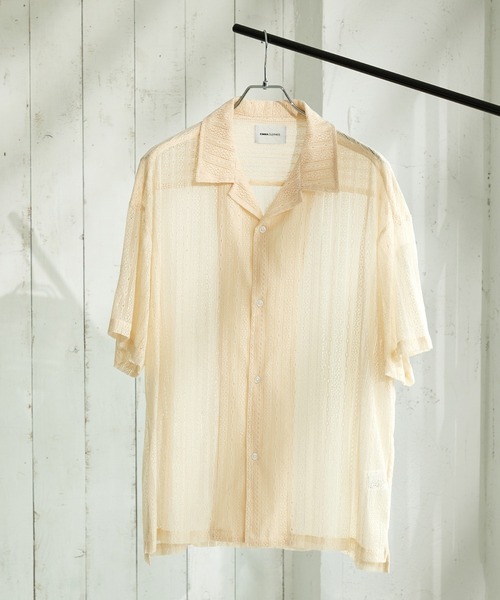 EMMA CLOTHES（エマクローズ）の「オーバーサイズオープンカラーレースS/Sシャツ EMMA CLOTHES 2023SS（シャツ/ブラウス・メンズ・ブラック/アイボリー/チャコール・M/L）」の12枚目の写真