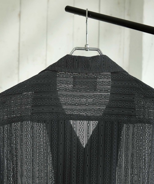 EMMA CLOTHES（エマクローズ）の「オーバーサイズオープンカラーレースS/Sシャツ EMMA CLOTHES 2023SS（シャツ/ブラウス・メンズ・ブラック/アイボリー/チャコール・M/L）」の15枚目の写真