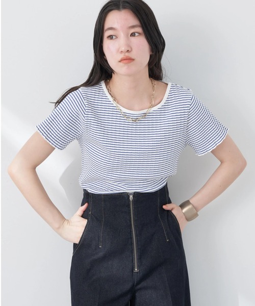 earth music&ecology（アースミュージックアンドエコロジー）の「半袖リブプルオーバー（Tシャツ/カットソー・レディース・ブルー系その他/ブラック/オフホワイト/オレンジ系その他・S/M）」の4枚目の写真