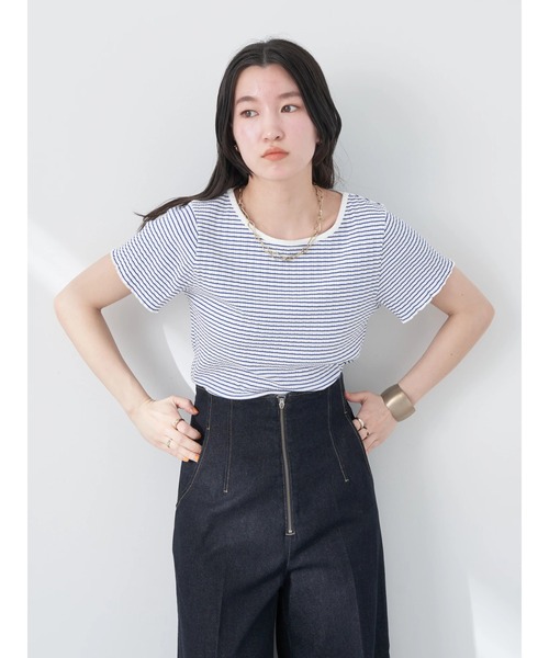 earth music&ecology（アースミュージックアンドエコロジー）の「半袖リブプルオーバー（Tシャツ/カットソー・レディース・ブルー系その他/ブラック/オフホワイト/オレンジ系その他・S/M）」の22枚目の写真