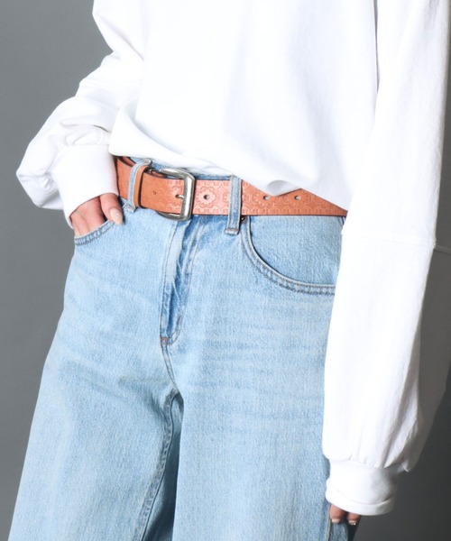 SOMETHING（サムシング）の「SOMETHING クラウド クラフト レザーベルト（ベルト・レディース・ブラック/ダークブラウン/ネイビー/キャメル・FREE）」の5枚目の写真