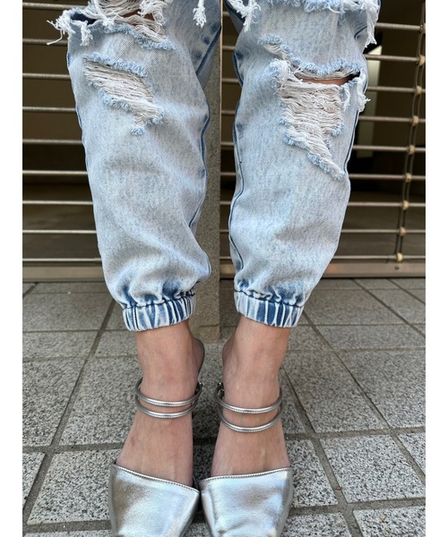 EGOIST（エゴイスト）の「ダメージジョガーパンツII（デニムパンツ・レディース・ブルー・S/M）」の10枚目の写真