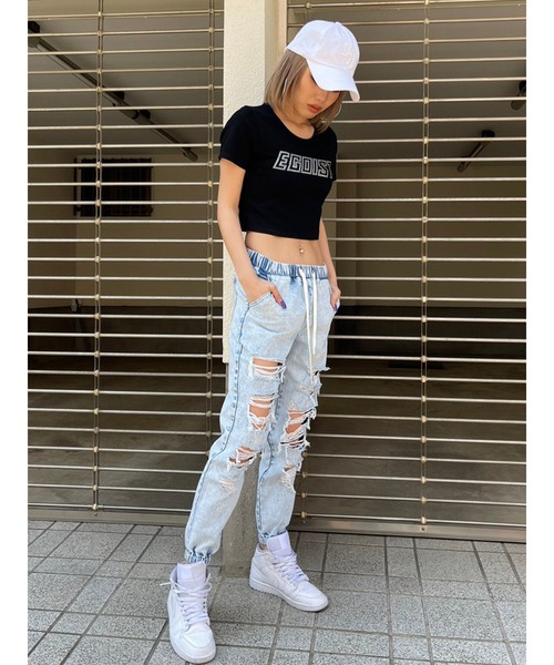 EGOIST（エゴイスト）の「ダメージジョガーパンツII（デニムパンツ・レディース・ブルー・S/M）」の5枚目の写真