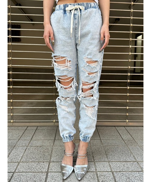 EGOIST（エゴイスト）の「ダメージジョガーパンツII（デニムパンツ・レディース・ブルー・S/M）」の12枚目の写真