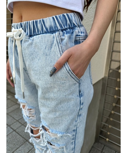 EGOIST（エゴイスト）の「ダメージジョガーパンツII（デニムパンツ・レディース・ブルー・S/M）」の13枚目の写真