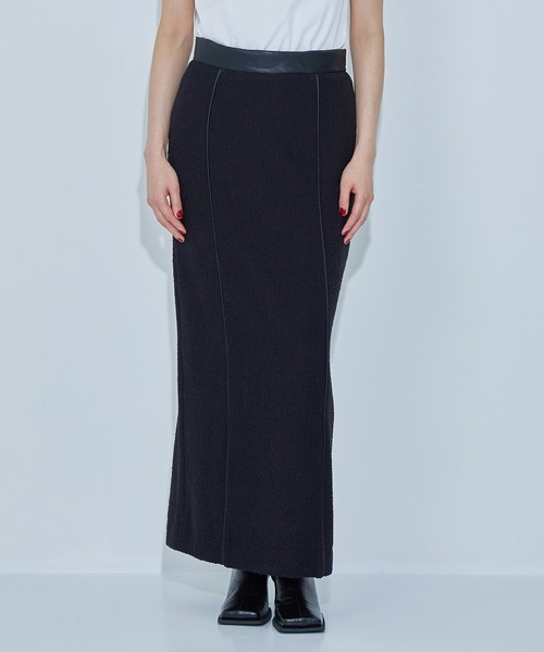 STUDIOUS（ステュディオス）の「【STUDIOUS/ステュディオス】ツイードライクジャージータイトスカート（スカート・レディース・ブラック/オフホワイト/ネイビー・1/2）」の3枚目の写真