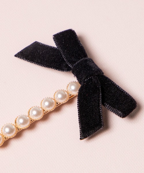 小物 mel Mel cinna/【2個セット】 ribbon pearl pin（ヘアピン）｜Mel