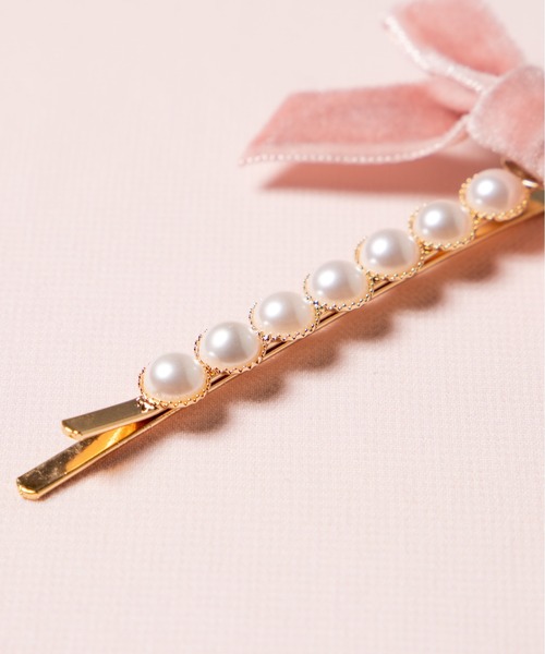 小物 mel Mel cinna/【2個セット】 ribbon pearl pin（ヘアピン）｜Mel