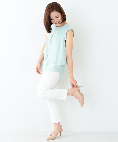 Demi-Luxe BEAMS（デミルクス ビームス）の「Demi-Luxe BEAMS / シフォン コンビ チュニック（シャツ/ブラウス・レディース・オフホワイト/ミント・36/38）」の14枚目の写真