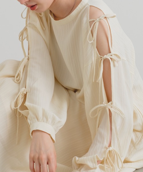 Kastane（カスタネ）の「【2サイズ展開】袖スリットワンピ－ス（ワンピース・レディース・ブラック/サックスブルー/アイボリー・0/1）」の8枚目の写真