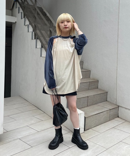 超美品 レオパンダロンT ベロア サイズM X-girl Stages×LOVOT レオパプリントベロアカットソー（Tシャツ