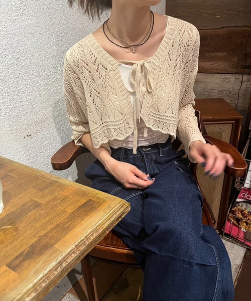 Jewelobe（ジュエローブ）の「レースニットボレロカーディガン