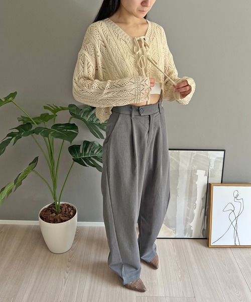 Jewelobe（ジュエローブ）の「レースニットボレロカーディガン（カーディガン/ボレロ・レディース・アイボリー/ベージュ/ブラック・FREE）」の6枚目の写真