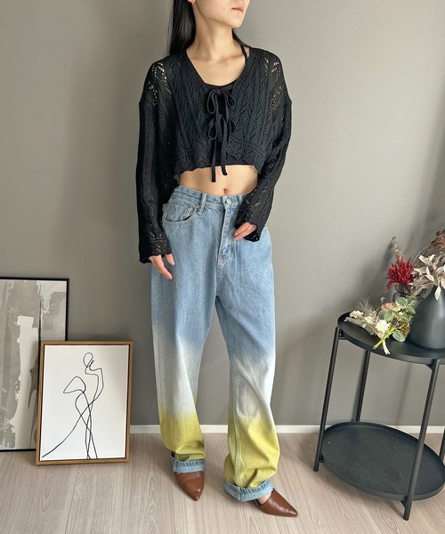 Jewelobe（ジュエローブ）の「レースニットボレロカーディガン（カーディガン/ボレロ・レディース・アイボリー/ベージュ/ブラック・FREE）」の11枚目の写真