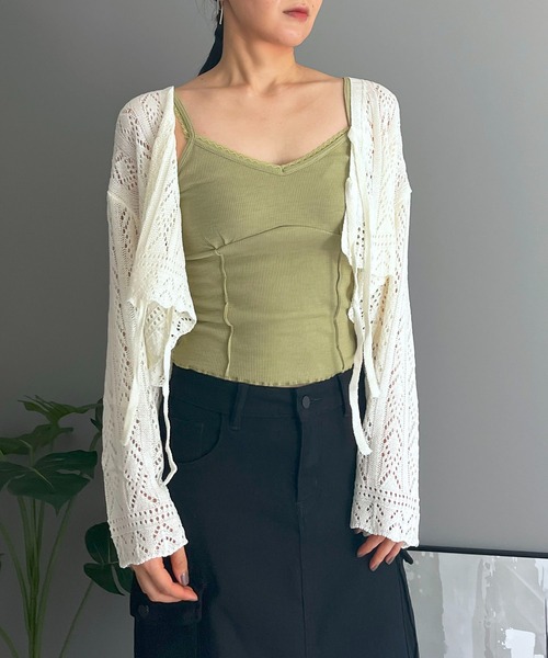 TOCCA アイボリー レース編み ボレロ カーディガン XS 洗える