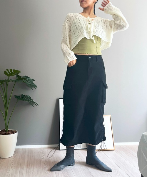 Jewelobe（ジュエローブ）の「レースニットボレロカーディガン（カーディガン/ボレロ・レディース・アイボリー/ベージュ/ブラック・FREE）」の15枚目の写真