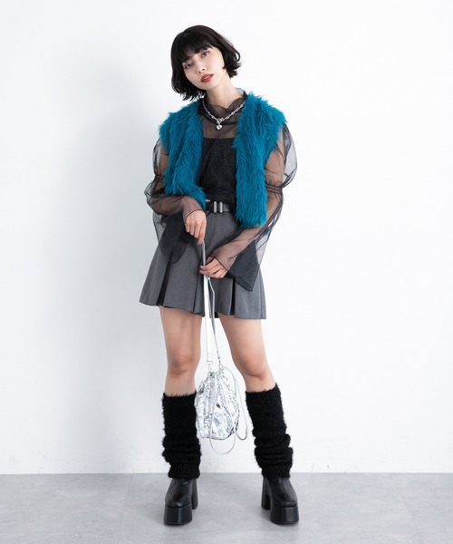 PAGEBOY（ページボーイ）の「フェザーレッグウォーマー（レッグウォーマー・レディース・ブラック/ホワイト・FREE）」の3枚目の写真