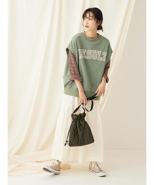CRAFT STANDARD BOUTIQUE(クラフトスタンダードブティック)の「ミニ裏毛 パウダー加工 2wayクラックPTベスト(ベスト・レディース・グリーン/ブラック/ブラウン/オレンジ系その他・FREE)」の9枚目の写真