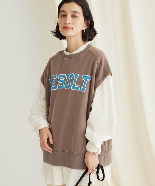 CRAFT STANDARD BOUTIQUE(クラフトスタンダードブティック)の「ミニ裏毛 パウダー加工 2wayクラックPTベスト(ベスト・レディース・グリーン/ブラック/ブラウン/オレンジ系その他・FREE)」の1枚目の写真