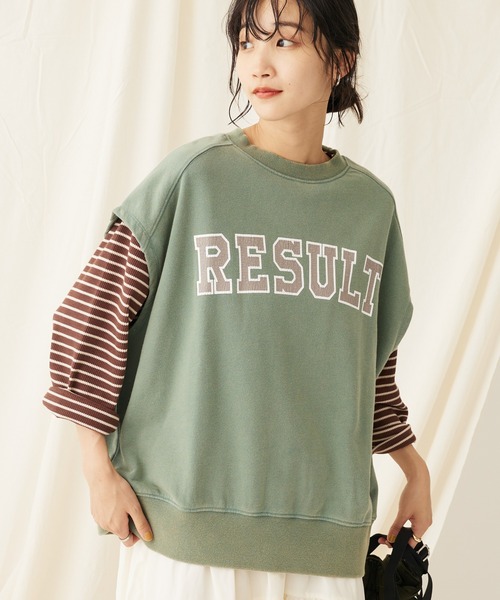 CRAFT STANDARD BOUTIQUE(クラフトスタンダードブティック)の「ミニ裏毛 パウダー加工 2wayクラックPTベスト(ベスト・レディース・グリーン/ブラック/ブラウン/オレンジ系その他・FREE)」の3枚目の写真