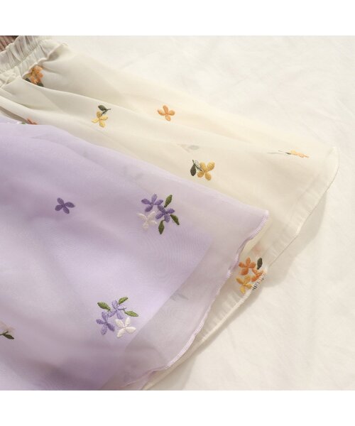 apres les cours（アプレレクール）の「【リンクコーデ可能】キンモクセイ・アジサイ刺繍チュニック（チュニック・キッズ・アイボリー/ラベンダー・110/120/100/90/130/140/80）」の13枚目の写真