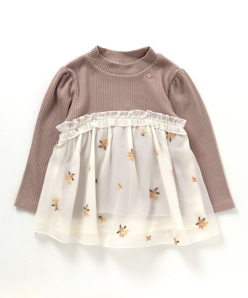 apres les cours（アプレレクール）の「【リンクコーデ可能】キンモクセイ・アジサイ刺繍チュニック（チュニック・キッズ・アイボリー/ラベンダー・110/120/100/90/130/140/80）」の12枚目の写真