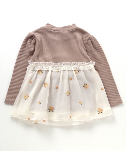 apres les cours（アプレレクール）の「【リンクコーデ可能】キンモクセイ・アジサイ刺繍チュニック（チュニック・キッズ・アイボリー/ラベンダー・110/120/100/90/130/140/80）」の8枚目の写真