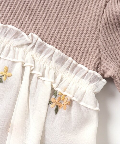 apres les cours（アプレレクール）の「【リンクコーデ可能】キンモクセイ・アジサイ刺繍チュニック（チュニック・キッズ・アイボリー/ラベンダー・110/120/100/90/130/140/80）」の4枚目の写真