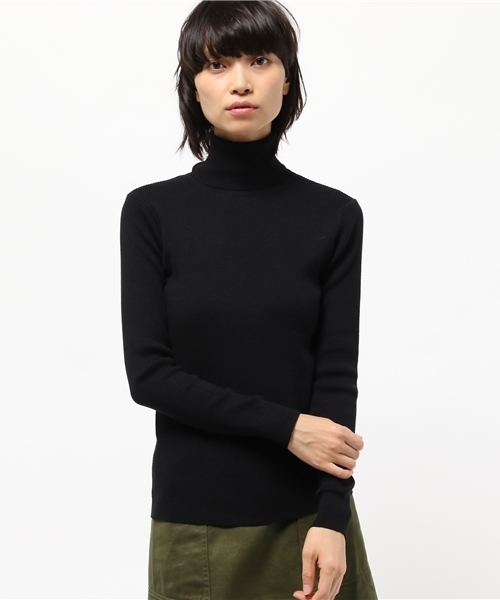 ELFORBR(エルフォーブル)の「シルク×コットンリブタートル(ニット/セーター・レディース・ホワイト/ブラック・MEDIUM)」の1枚目の写真