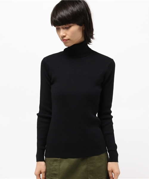 ELFORBR(エルフォーブル)の「シルク×コットンリブタートル(ニット/セーター・レディース・ホワイト/ブラック・MEDIUM)」の6枚目の写真