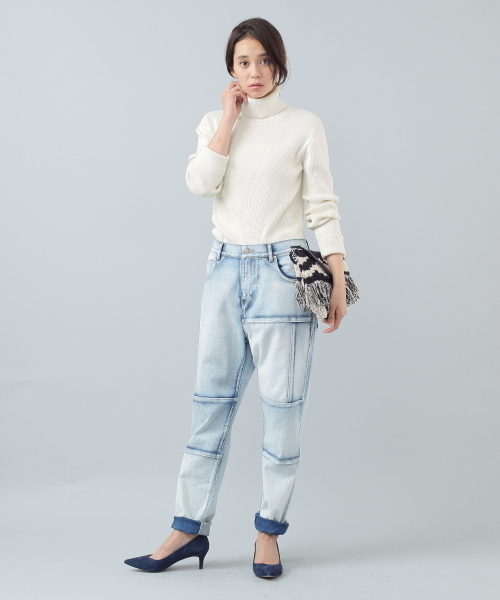 ELFORBR(エルフォーブル)の「シルク×コットンリブタートル(ニット/セーター・レディース・ホワイト/ブラック・MEDIUM)」の5枚目の写真