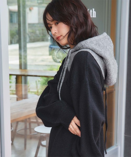 titivate(ティティベイト)の「バラクラバ(ニットキャップ/ビーニー・レディース・杢グレー/ホワイト系その他/ピンク・FREE)」の12枚目の写真