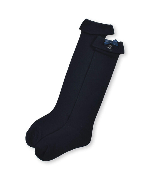 BeBe（ベベ）の「ロゴ刺繍ハイソックス(13~24cm)（ソックス/靴下・キッズ・グレー/ネイビー・21.0cm/17.0cm/24.0cm/19.0cm/15.0cm）」の2枚目の写真