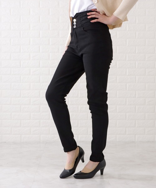 Lace Ladies(レースレディース)の「ハイウエスト3ボタンストレッチスキニーパンツ(その他パンツ・レディース・ネイビー/ライトブルー/ダークグレー/ブラック・29/30/26/27)」の7枚目の写真