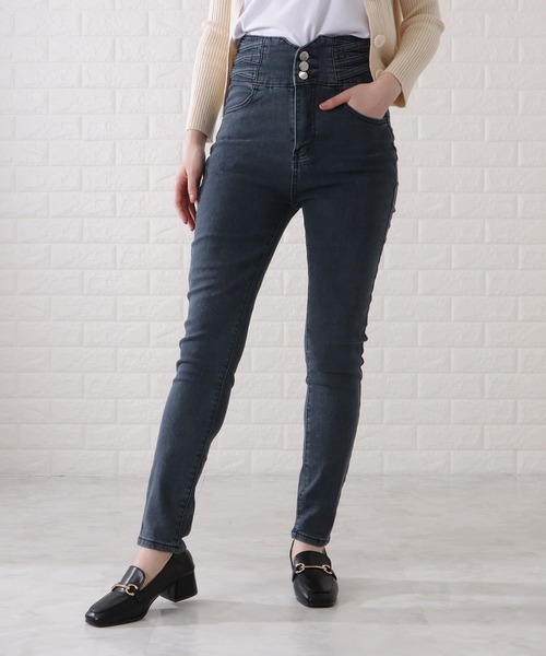 Lace Ladies(レースレディース)の「ハイウエスト3ボタンストレッチスキニーパンツ(その他パンツ・レディース・ネイビー/ライトブルー/ダークグレー/ブラック・29/30/26/27)」の21枚目の写真