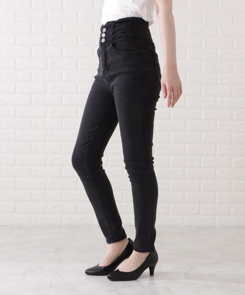 Lace Ladies(レースレディース)の「ハイウエスト3ボタンストレッチスキニーパンツ(その他パンツ・レディース・ネイビー/ライトブルー/ダークグレー/ブラック・29/30/26/27)」の11枚目の写真