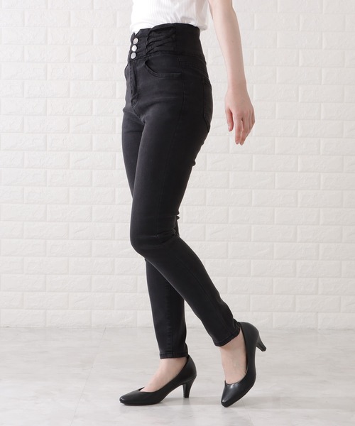 Lace Ladies(レースレディース)の「ハイウエスト3ボタンストレッチスキニーパンツ(その他パンツ・レディース・ネイビー/ライトブルー/ダークグレー/ブラック・29/30/26/27)」の12枚目の写真