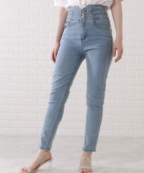 Lace Ladies(レースレディース)の「ハイウエスト3ボタンストレッチスキニーパンツ(その他パンツ・レディース・ネイビー/ライトブルー/ダークグレー/ブラック・29/30/26/27)」の15枚目の写真